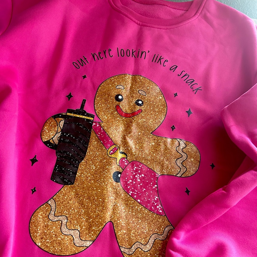 Holiday sweatshirt with gingerbread man